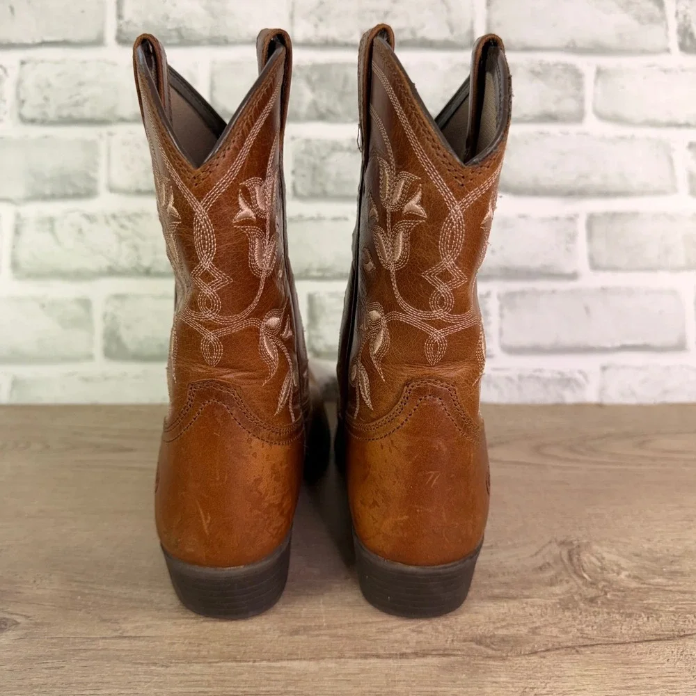 Ariat Heritage Western Boots Floral Embroidery Brown Kids Size 2